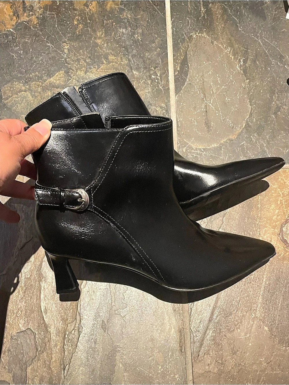 Naturalizer Tucker Black Pointed Toe Heeled Ankle Boots sz US 10